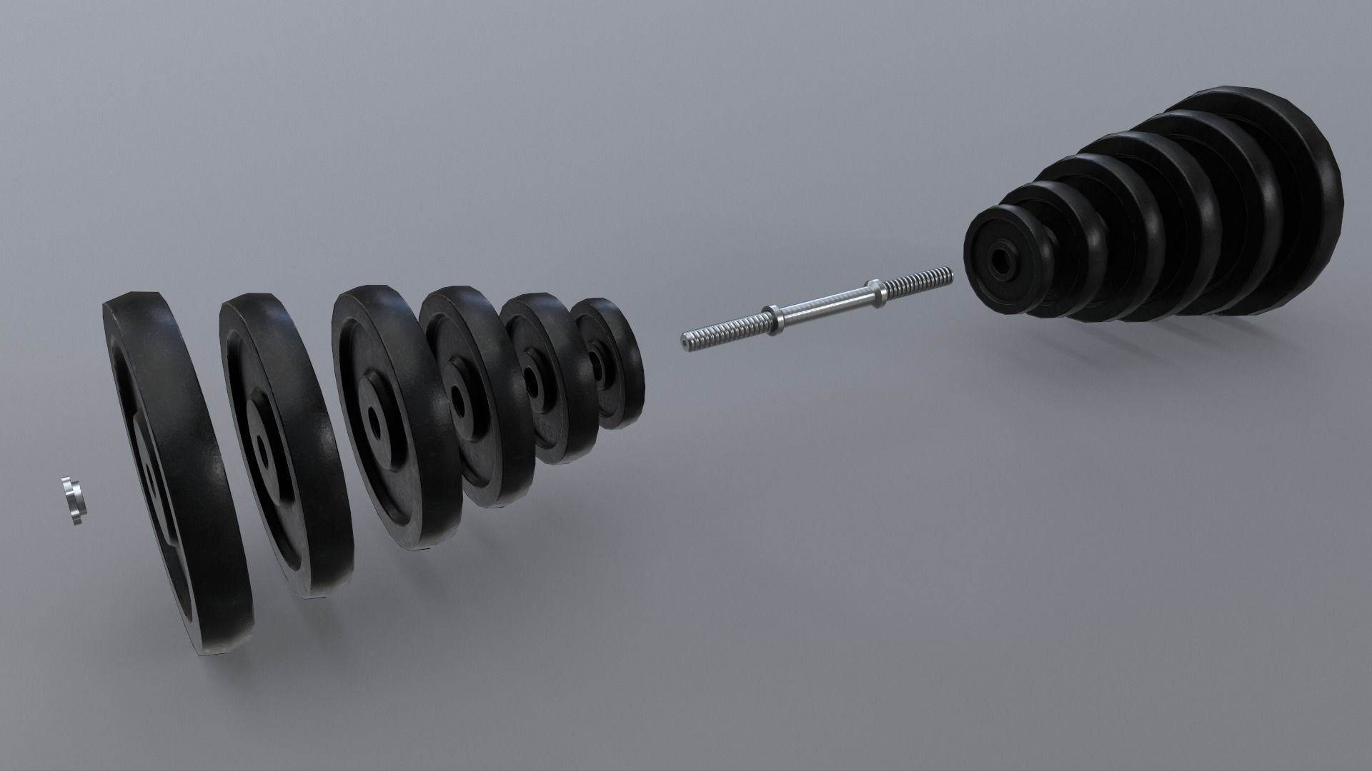 PBR Adjustable Dumbbell Set B1 Low-poly 3D model_3