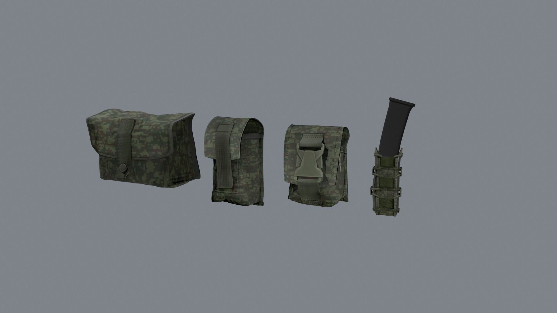 Molle pouches pack Low-poly 3D model_6