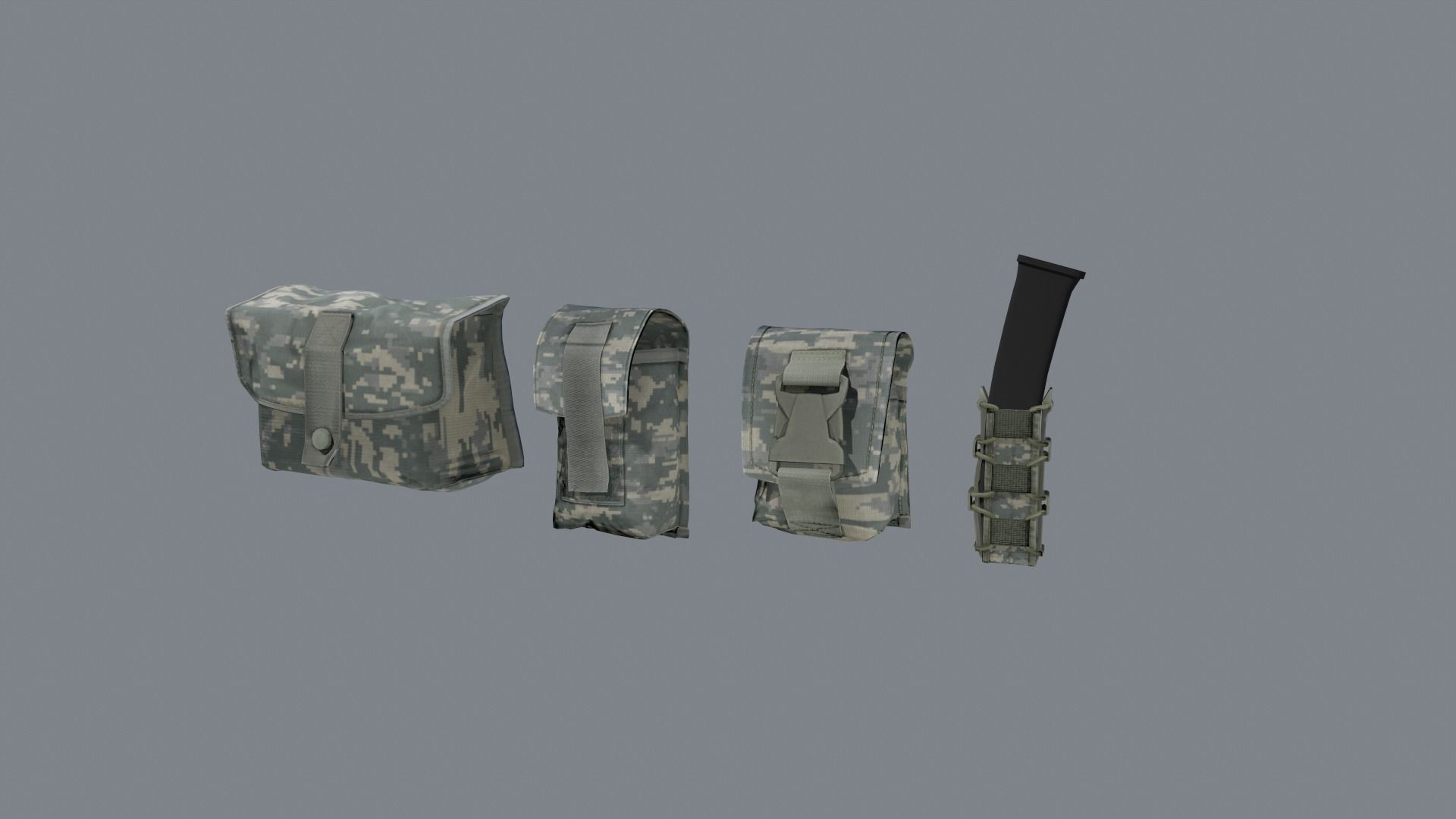 Molle pouches pack Low-poly 3D model_4