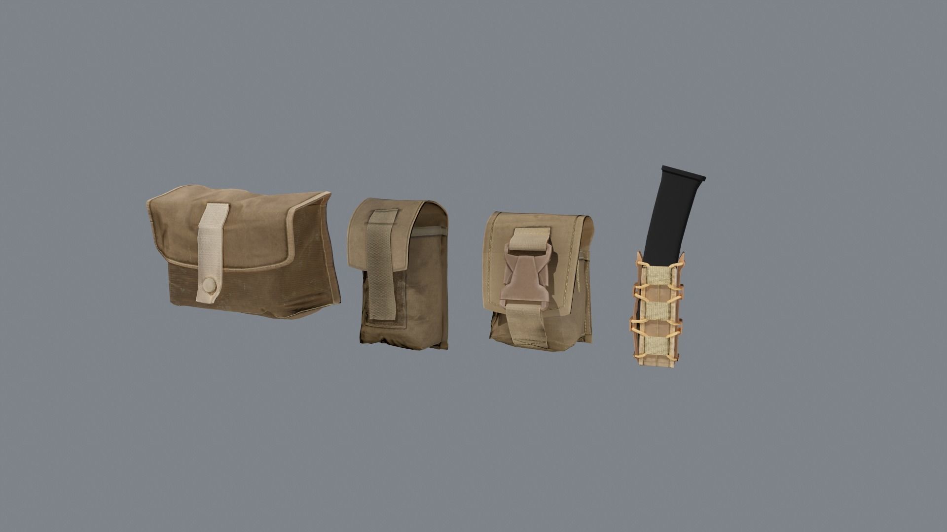 Molle pouches pack Low-poly 3D model_3