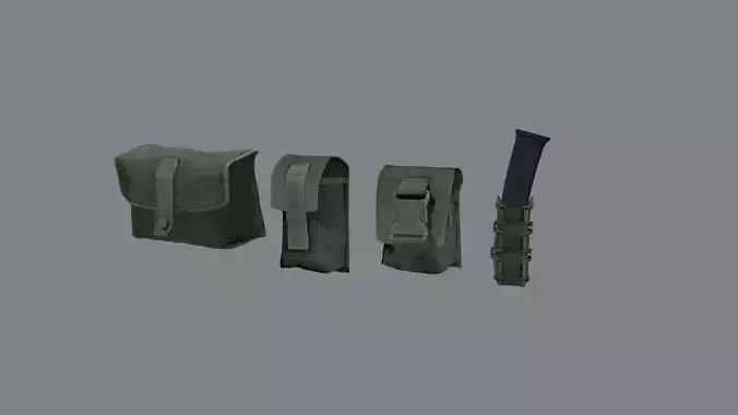 Molle pouches pack Low-poly 3D model