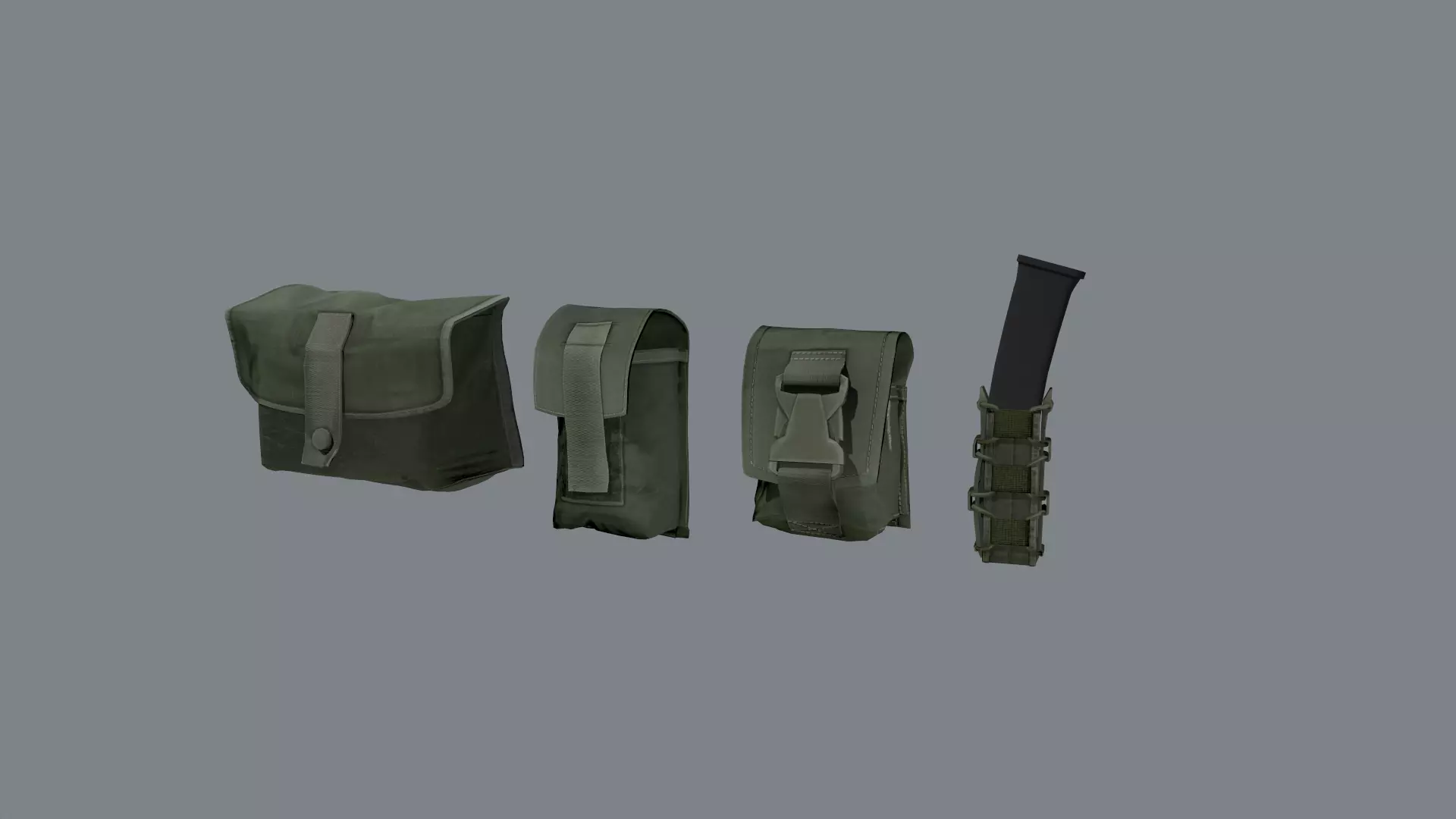 Molle pouches pack Low-poly 3D model_0