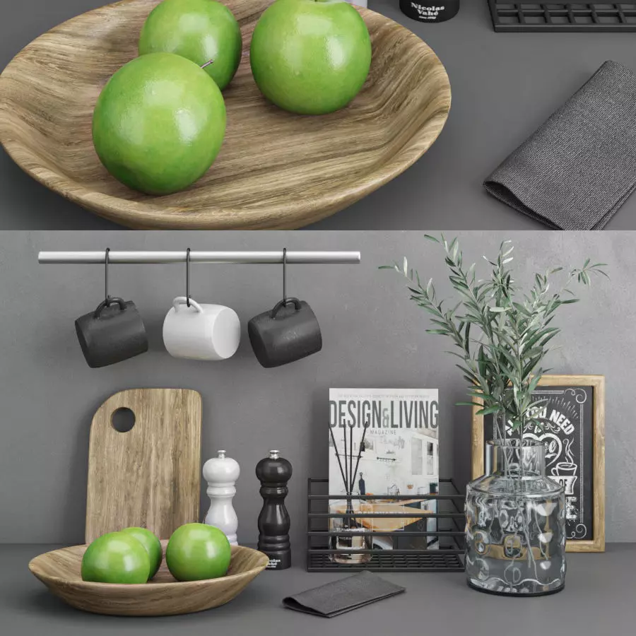 modern kitchen set 15 3D model