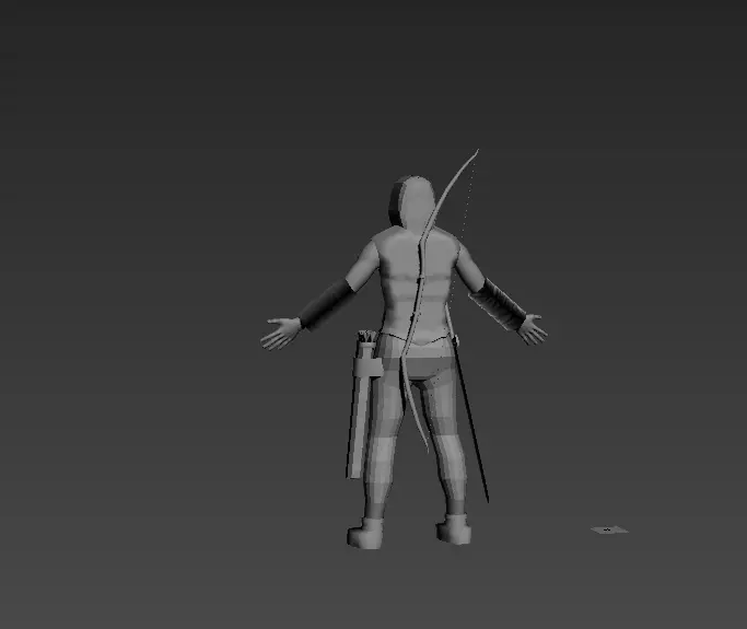 archer man with bow and arrow 3D model_0