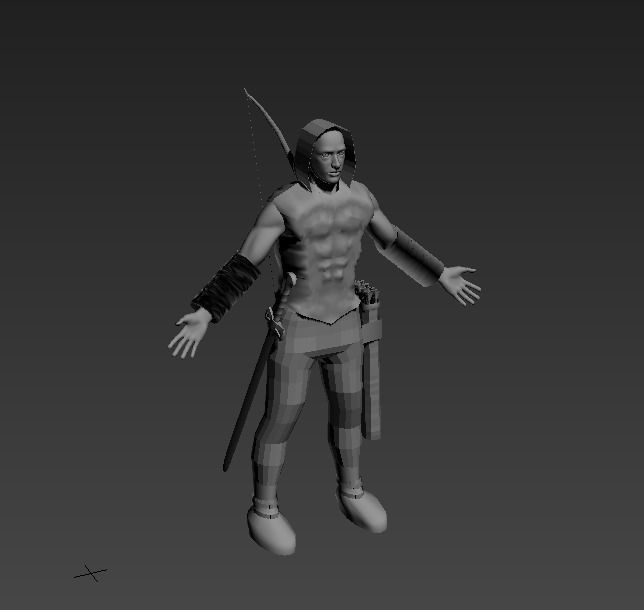 archer man with bow and arrow 3D model_1