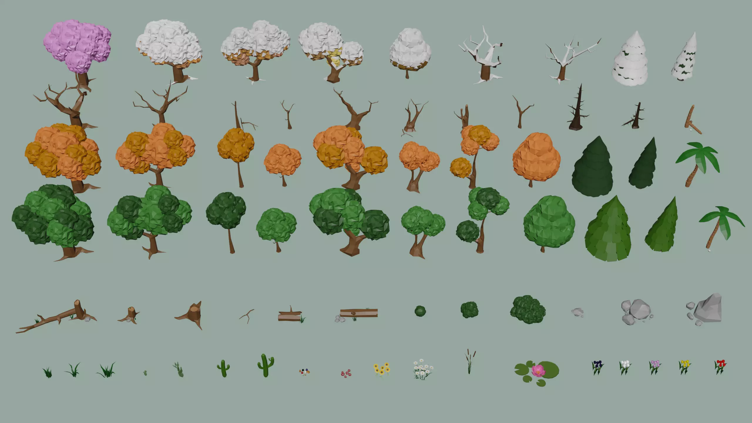 Trees Pack Free low-poly 3D model