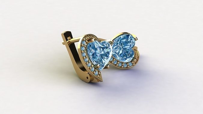 Earrings with diamonds und1249 3D print model