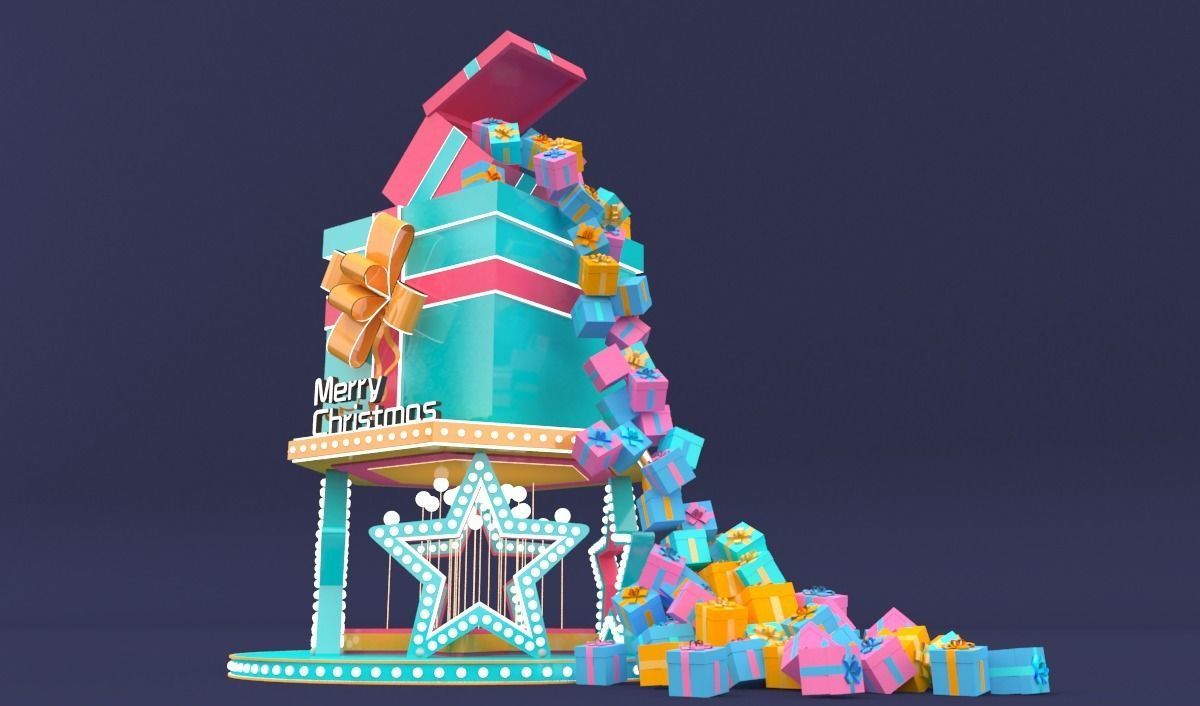 Box Christmas tree 3D model_1