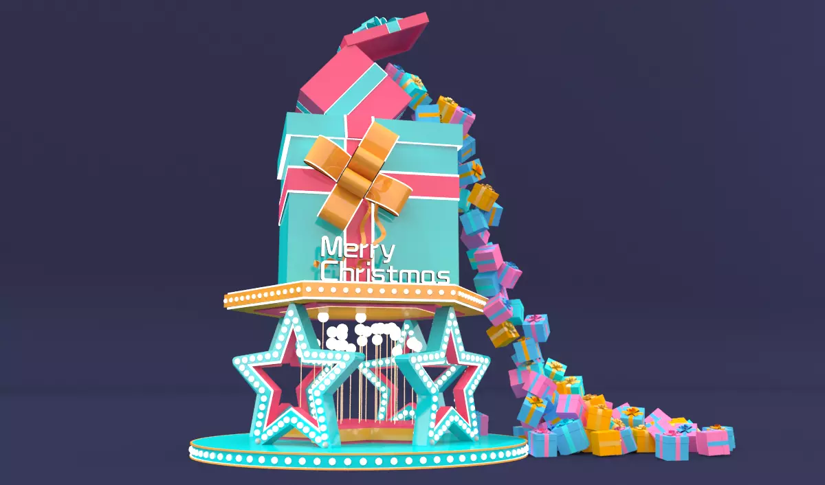 Box Christmas tree 3D model_0