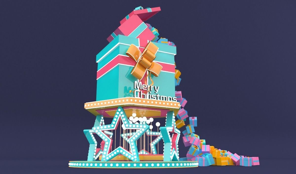 Box Christmas tree 3D model_2