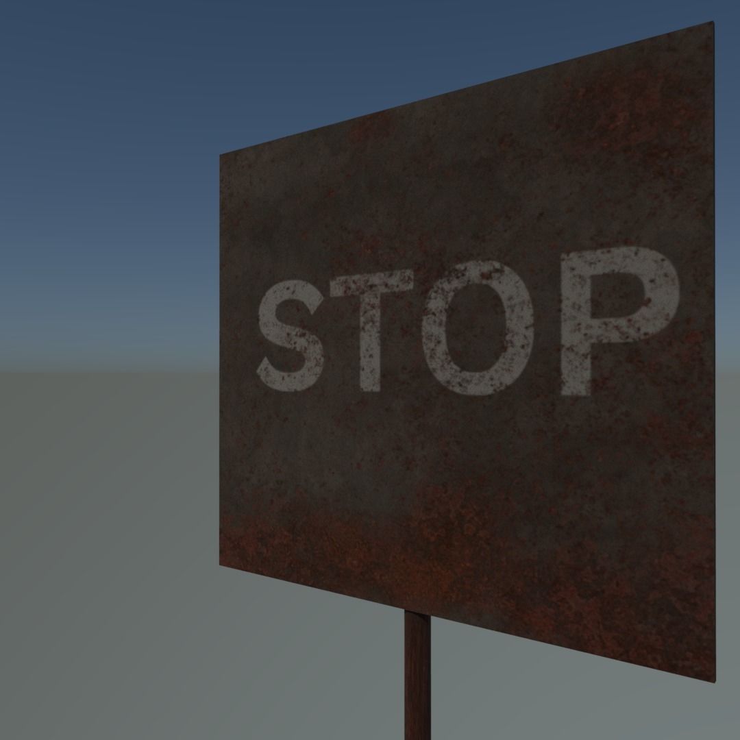 Road sign stop 3D print model_3