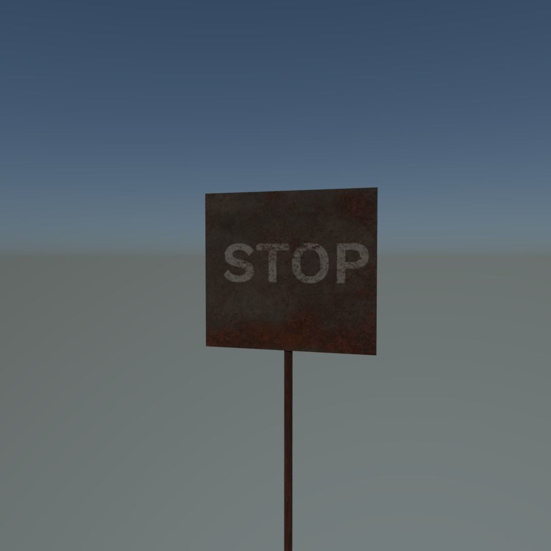 Road sign stop 3D print model_2