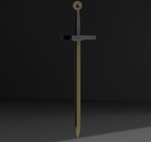 Black gold dark fantasy Sword Free 3D print model