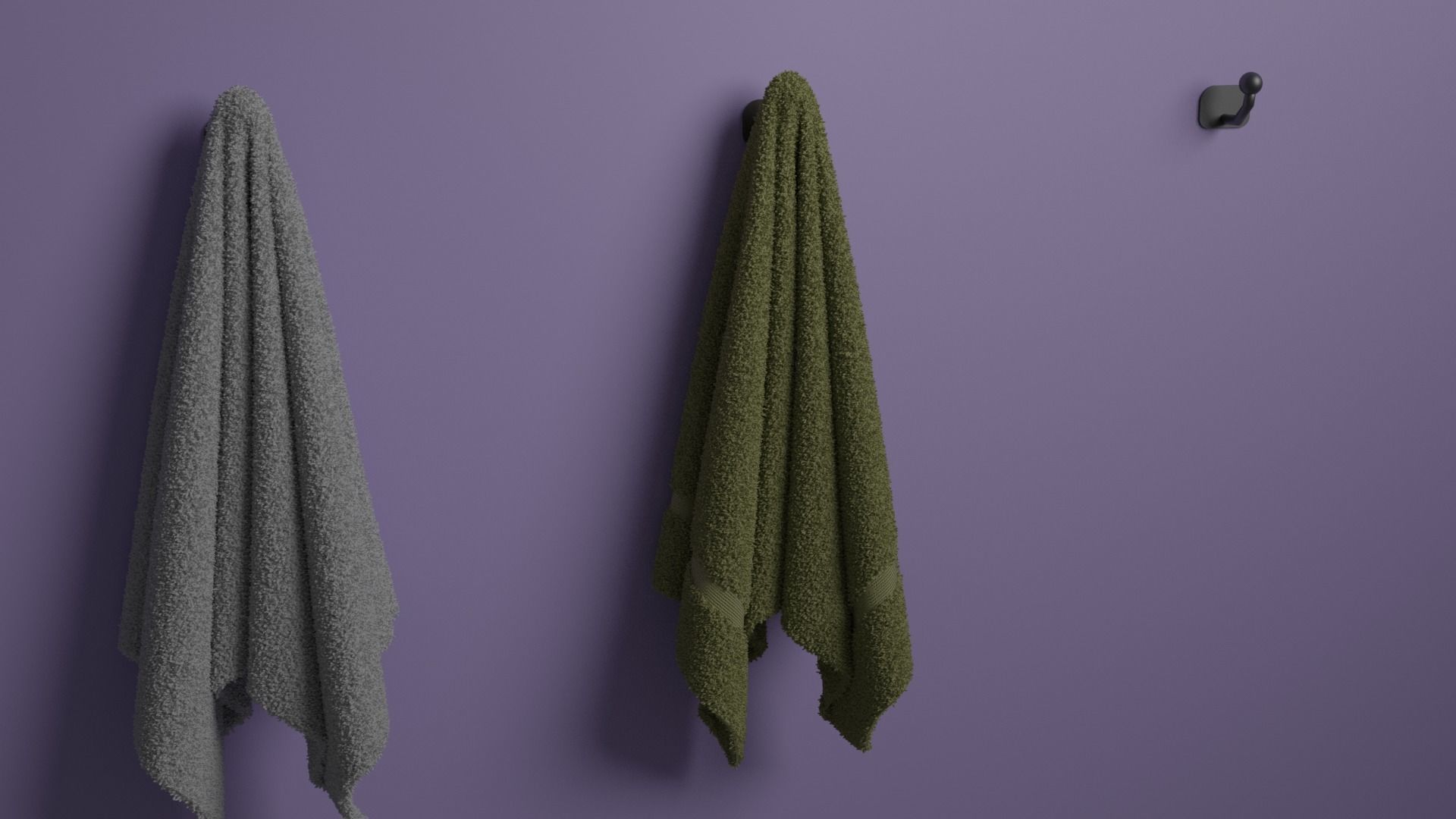 Towel hanging on wall 3D model_2