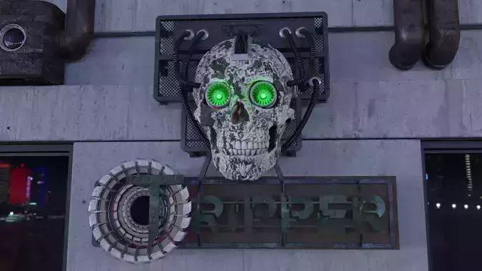 Cyberpunk Street Lights And Signs - 11 models 3D model