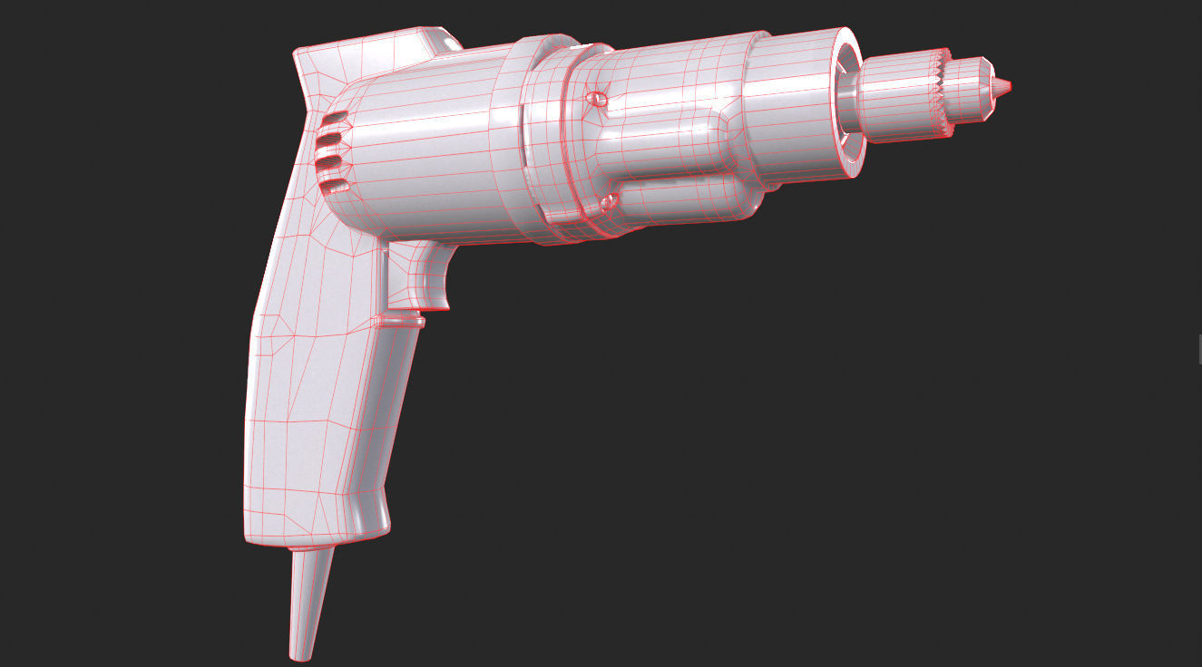 Drill Machine Low-poly 3D model_6