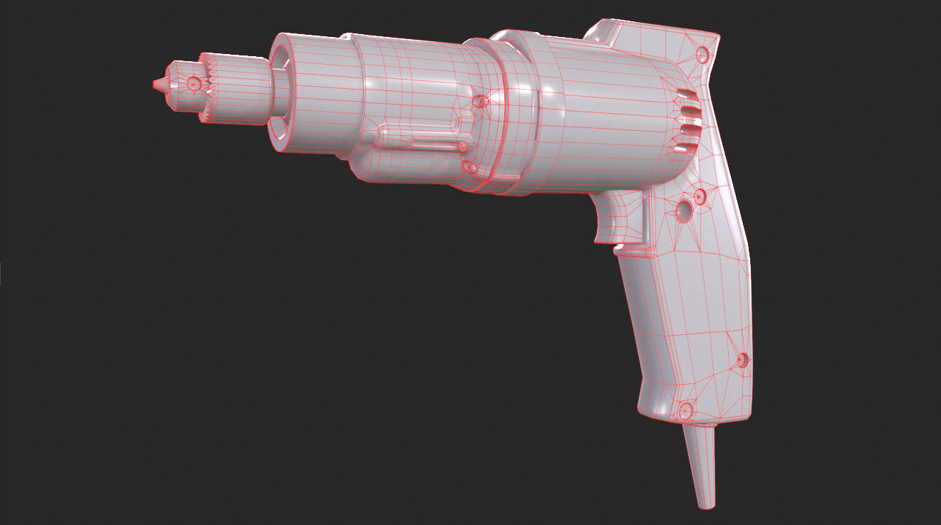 Drill Machine Low-poly 3D model_3