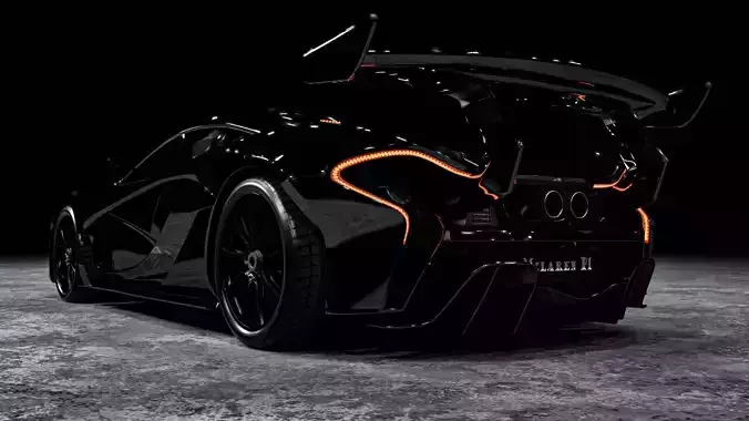 Mclaren p1 GTR with parking lot Low-poly 3D model