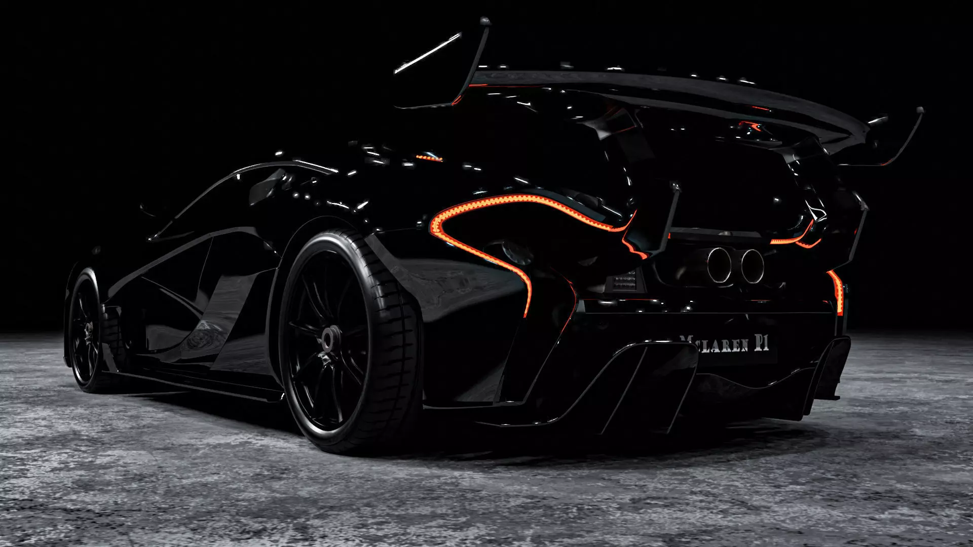 Mclaren p1 GTR with parking lot Low-poly 3D model_0