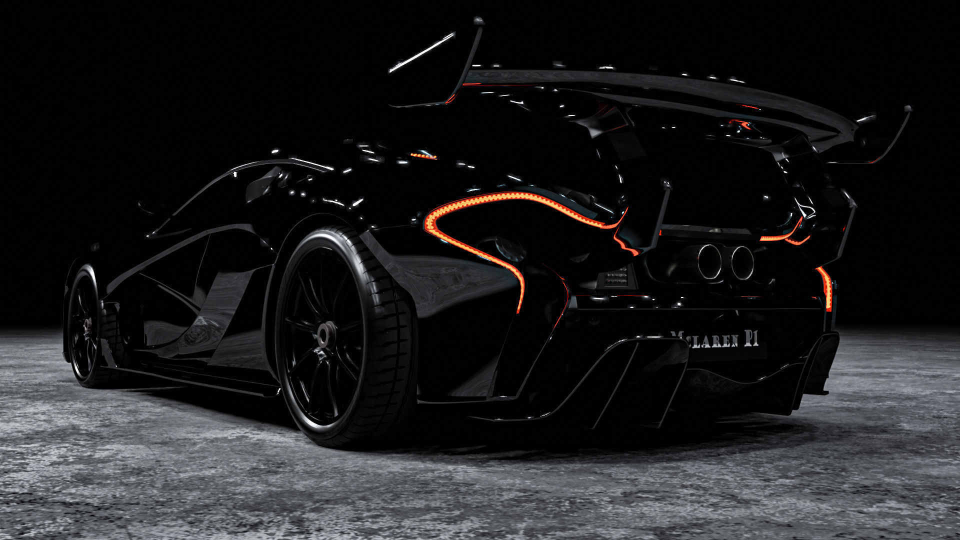 Mclaren p1 GTR with parking lot Low-poly 3D model_0