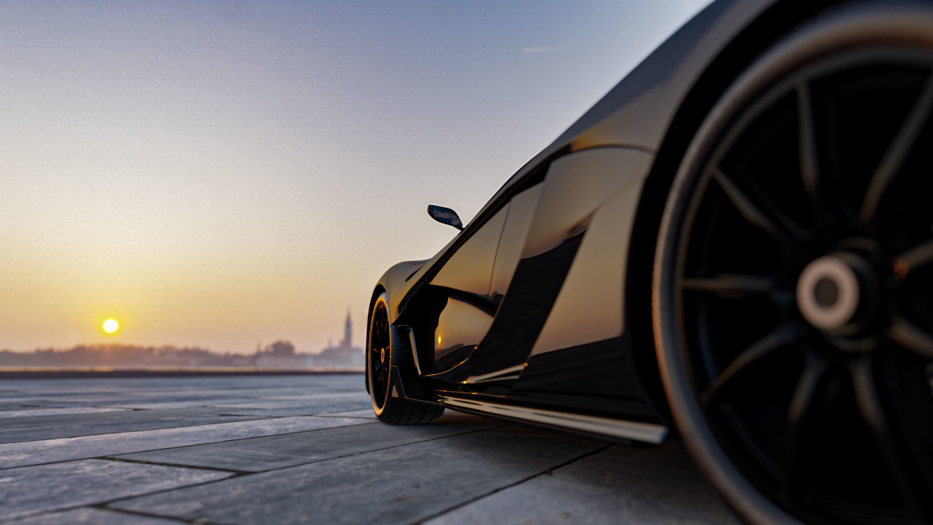 Mclaren p1 GTR with parking lot Low-poly 3D model_5