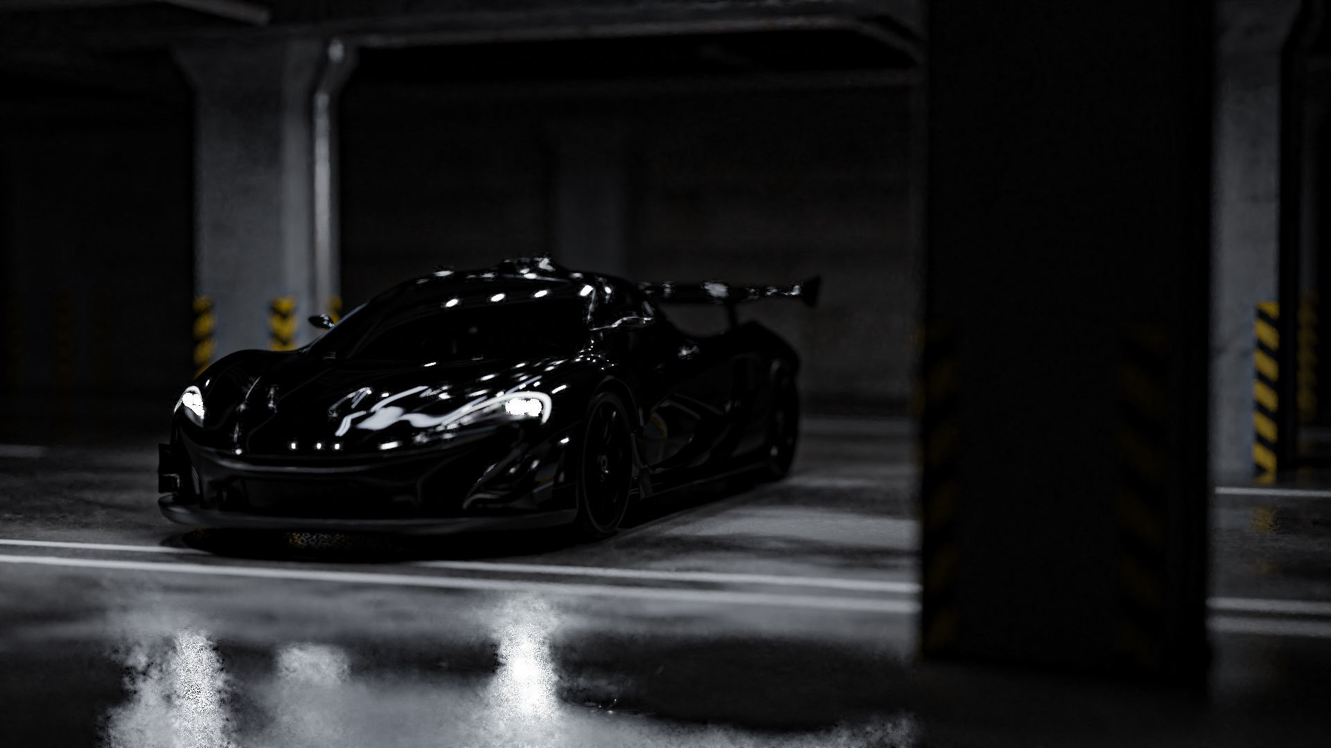 Mclaren p1 GTR with parking lot Low-poly 3D model_6