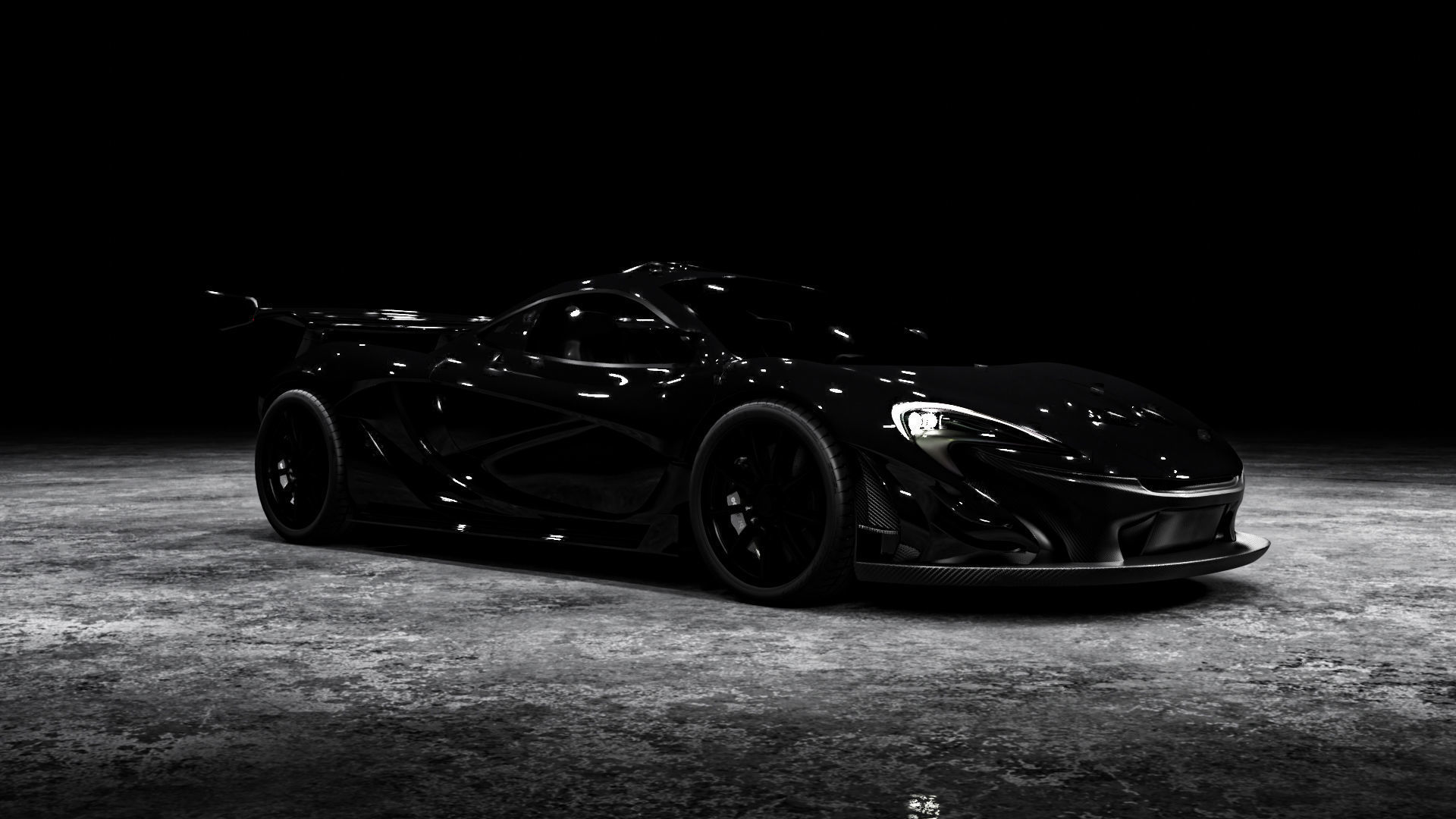 Mclaren p1 GTR with parking lot Low-poly 3D model_7