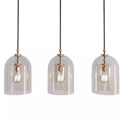 Chandelier8 three pendant lights with glass domes