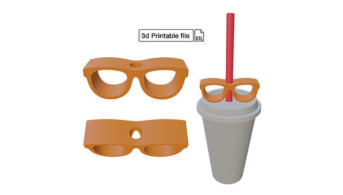 Stl file of Straw topper D5  spectacles for 3d printing  3D print model