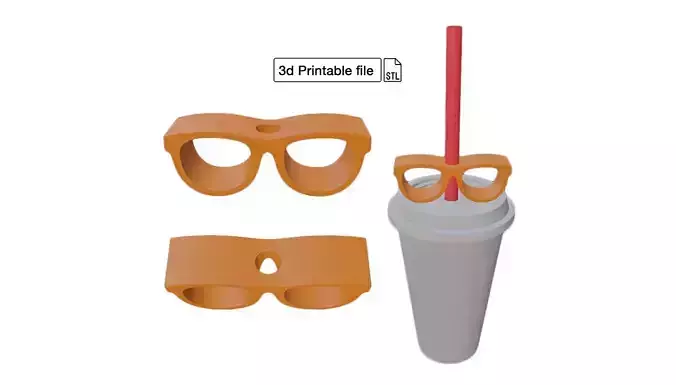 Stl file of Straw topper D5  spectacles for 3d printing  3D print model