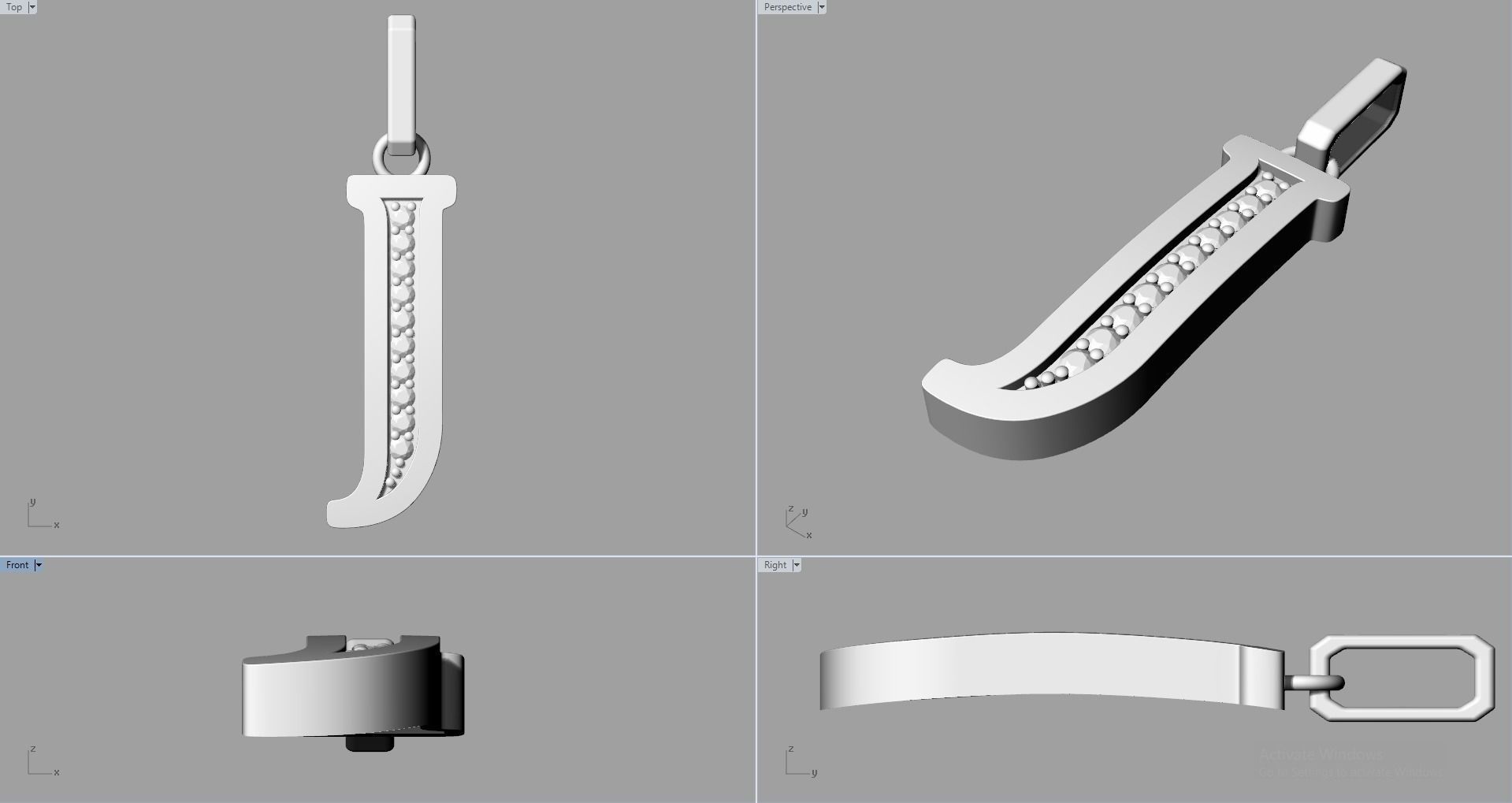 J  SCRIPT DIAMOND PENDANT 3D print model_6