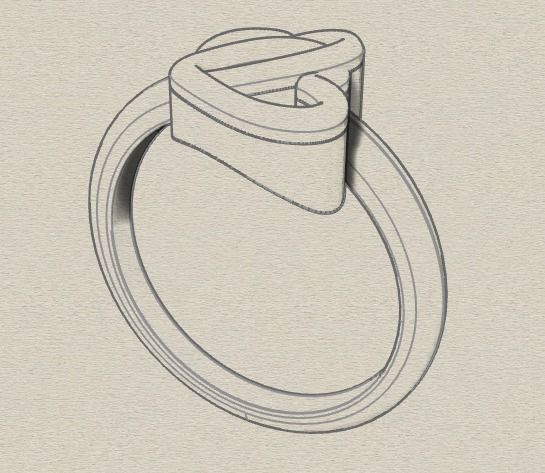 Sterling Silver Double Heart Ring Jewelry 3D print model_14