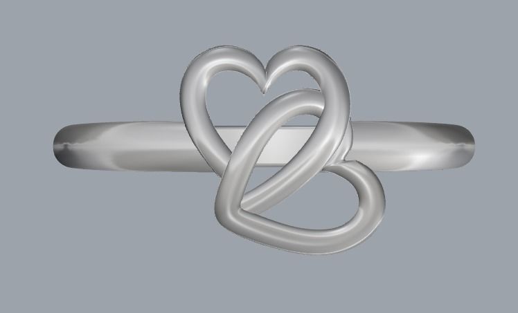 Sterling Silver Double Heart Ring Jewelry 3D print model_1