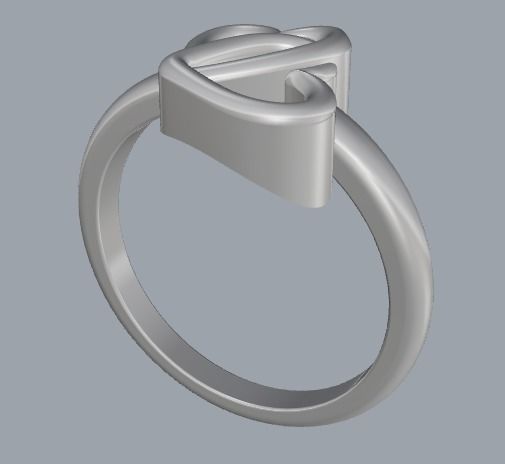 Sterling Silver Double Heart Ring Jewelry 3D print model_2