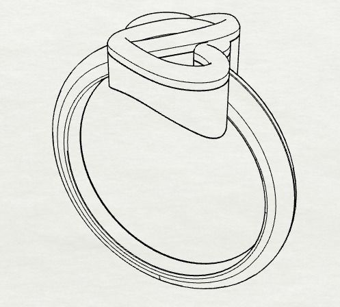 Sterling Silver Double Heart Ring Jewelry 3D print model_16