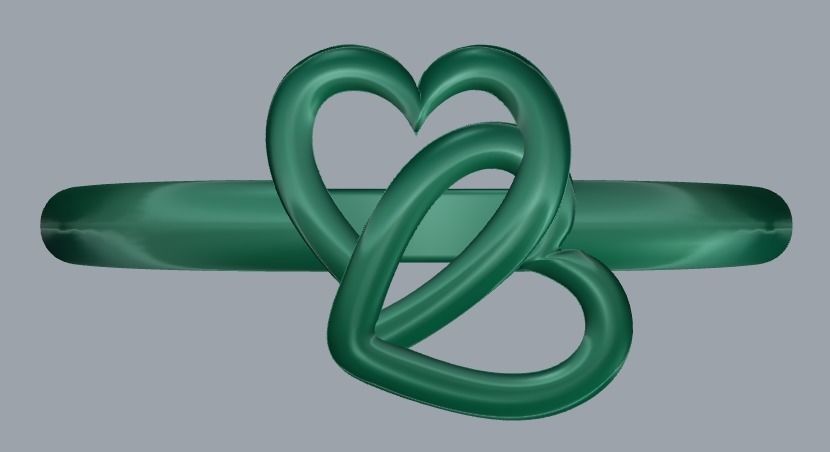 Sterling Silver Double Heart Ring Jewelry 3D print model_3