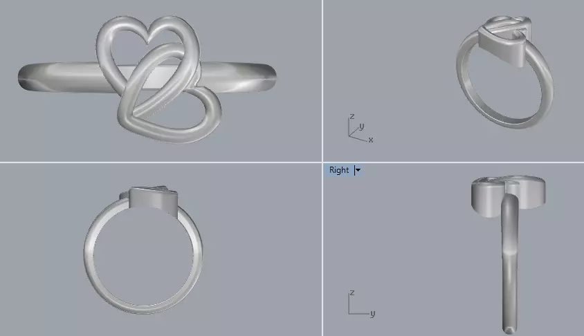 Sterling Silver Double Heart Ring Jewelry 3D print model_0