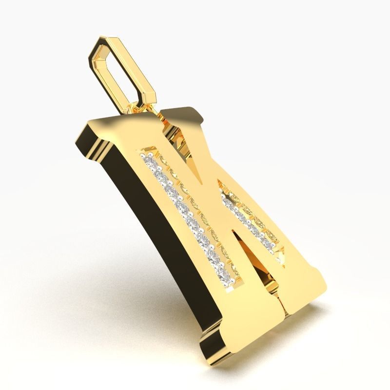 K  SCRIPT DIAMOND PENDANT 3D print model_2