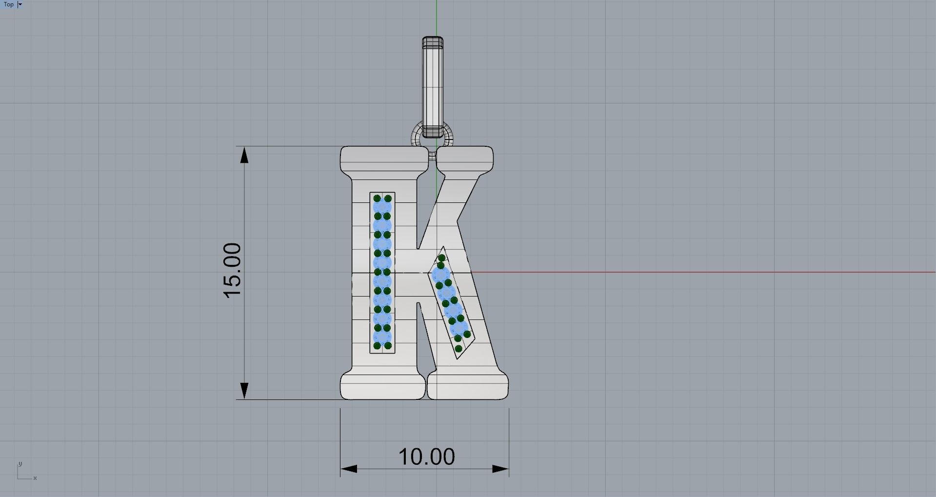 K  SCRIPT DIAMOND PENDANT 3D print model_7