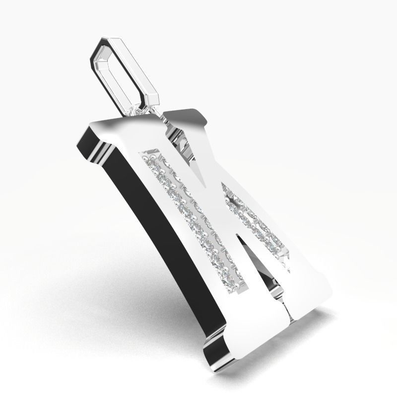 K  SCRIPT DIAMOND PENDANT 3D print model_11
