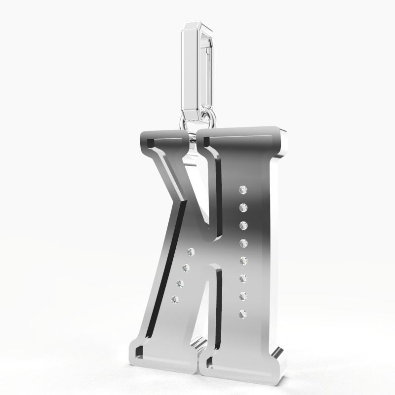 K  SCRIPT DIAMOND PENDANT 3D print model_10