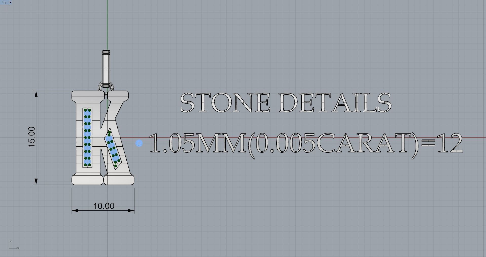 K  SCRIPT DIAMOND PENDANT 3D print model_8