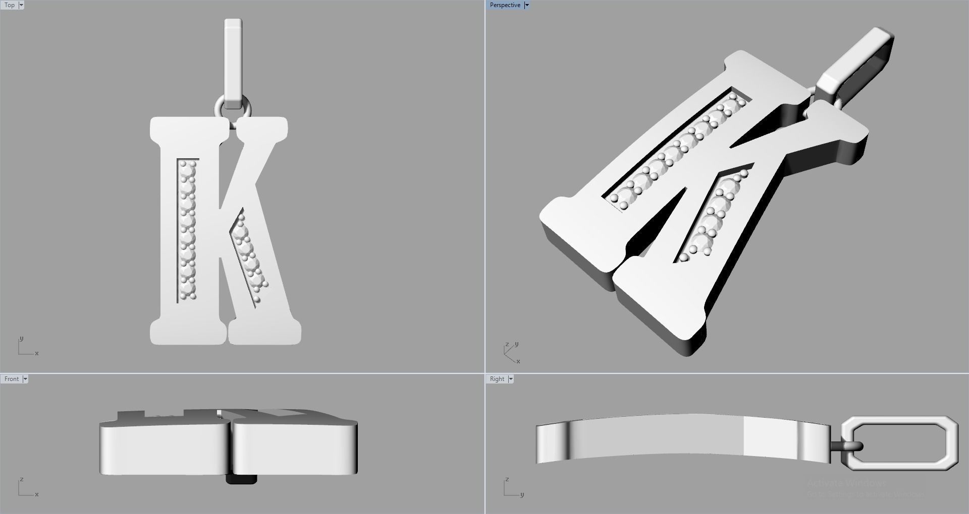 K  SCRIPT DIAMOND PENDANT 3D print model_6