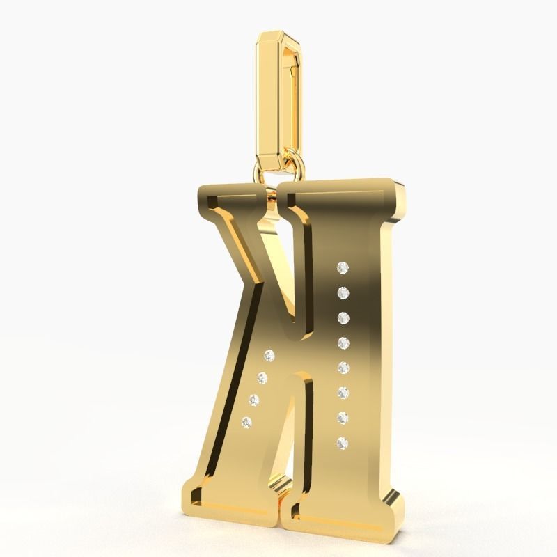 K  SCRIPT DIAMOND PENDANT 3D print model_1