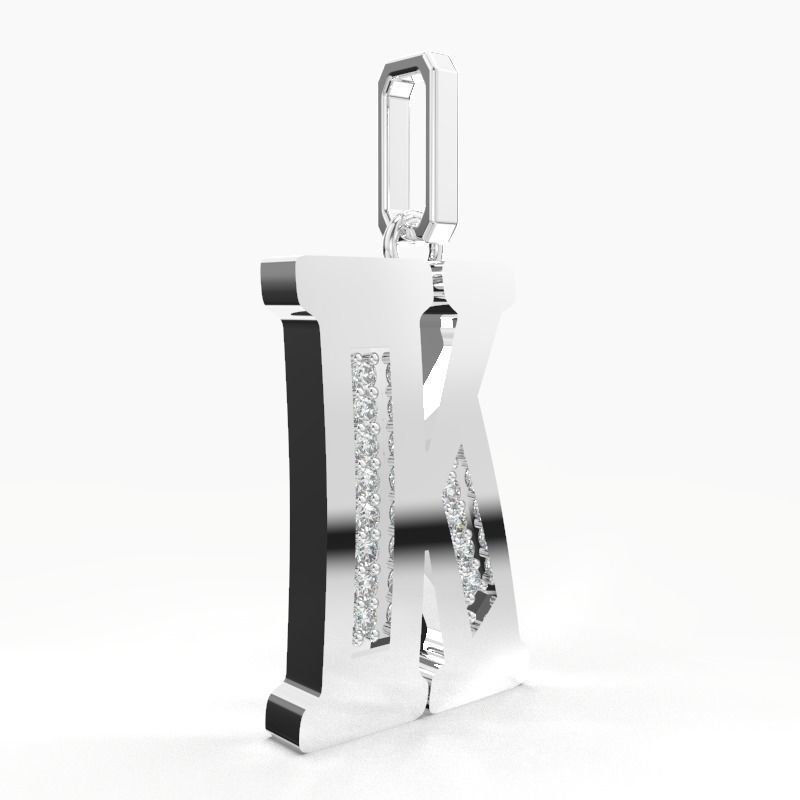 K  SCRIPT DIAMOND PENDANT 3D print model_12