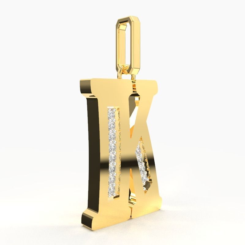 K  SCRIPT DIAMOND PENDANT 3D print model_3