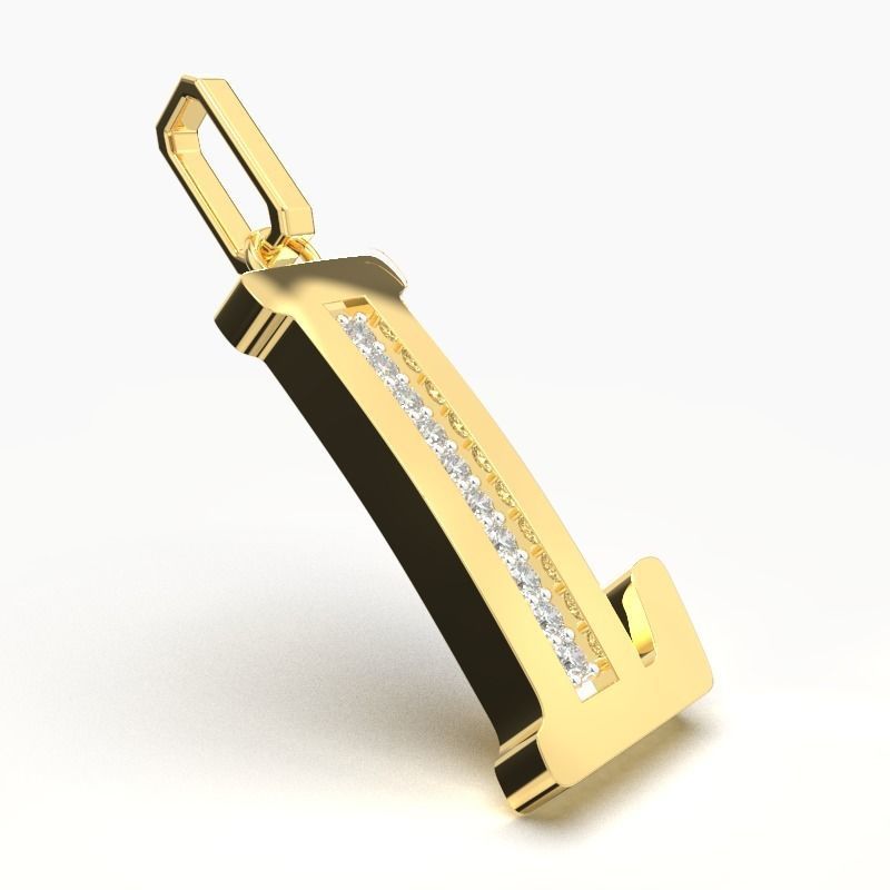 L  SCRIPT DIAMOND PENDANT 3D print model_2