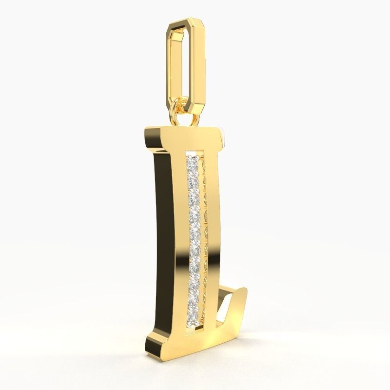 L  SCRIPT DIAMOND PENDANT 3D print model_3