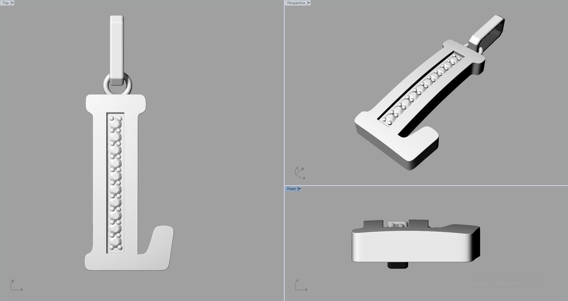 L  SCRIPT DIAMOND PENDANT 3D print model_5