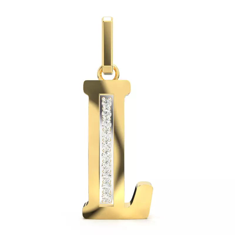 L  SCRIPT DIAMOND PENDANT 3D print model_0
